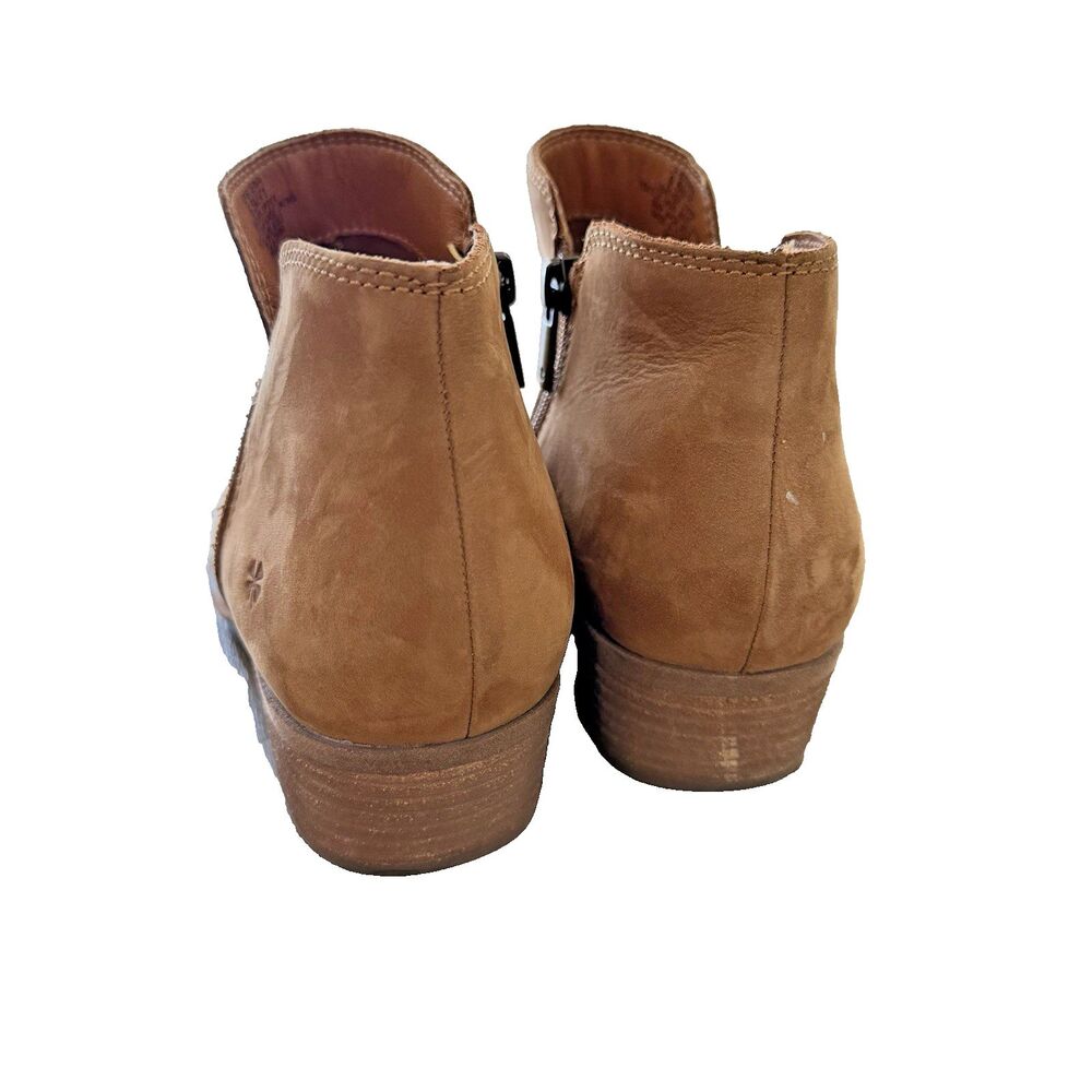 Lucky Brand Basel Ankle Boot Brindle Suede Size 9.5 Ortholite Tan Boho Western - Picture 4 of 9